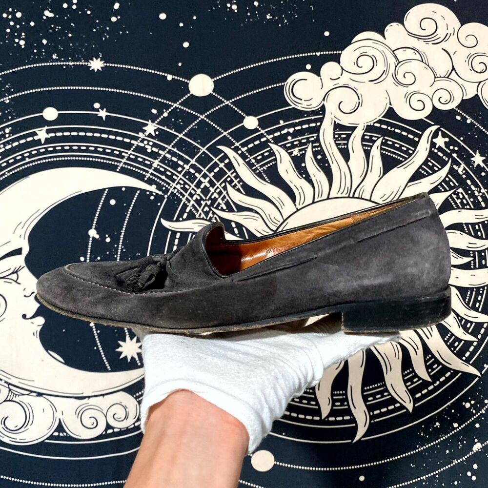 Ralph Lauren Loafer Shoes Men's 10D Black Suede Leather Tasseled Wedding Slip-On - Picture 6 of 7